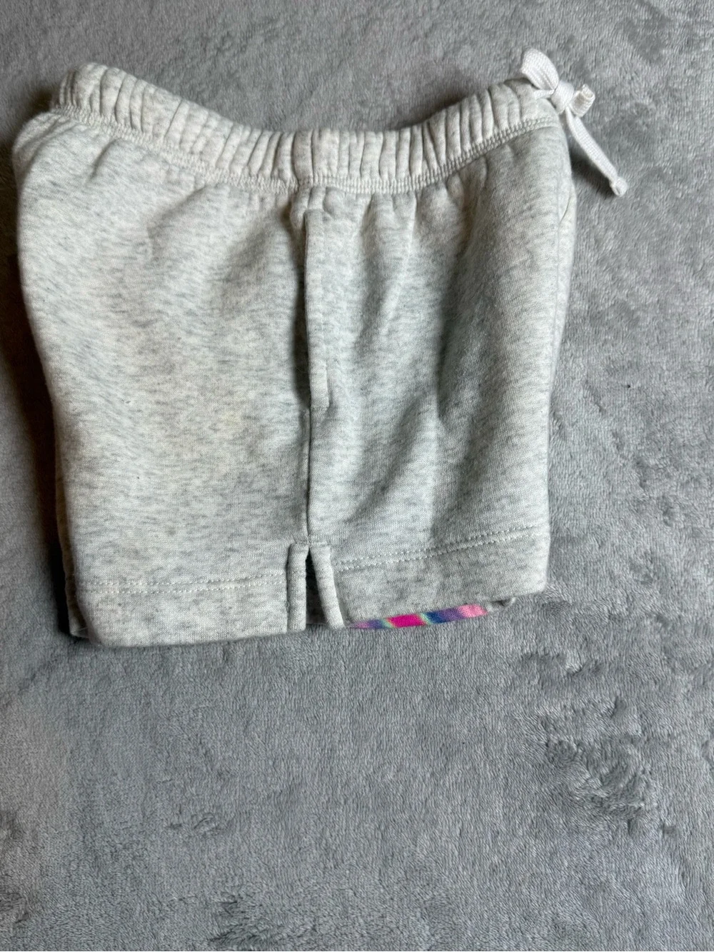 Justice Light Gray Shorts with Rainbow Swirl Graphic